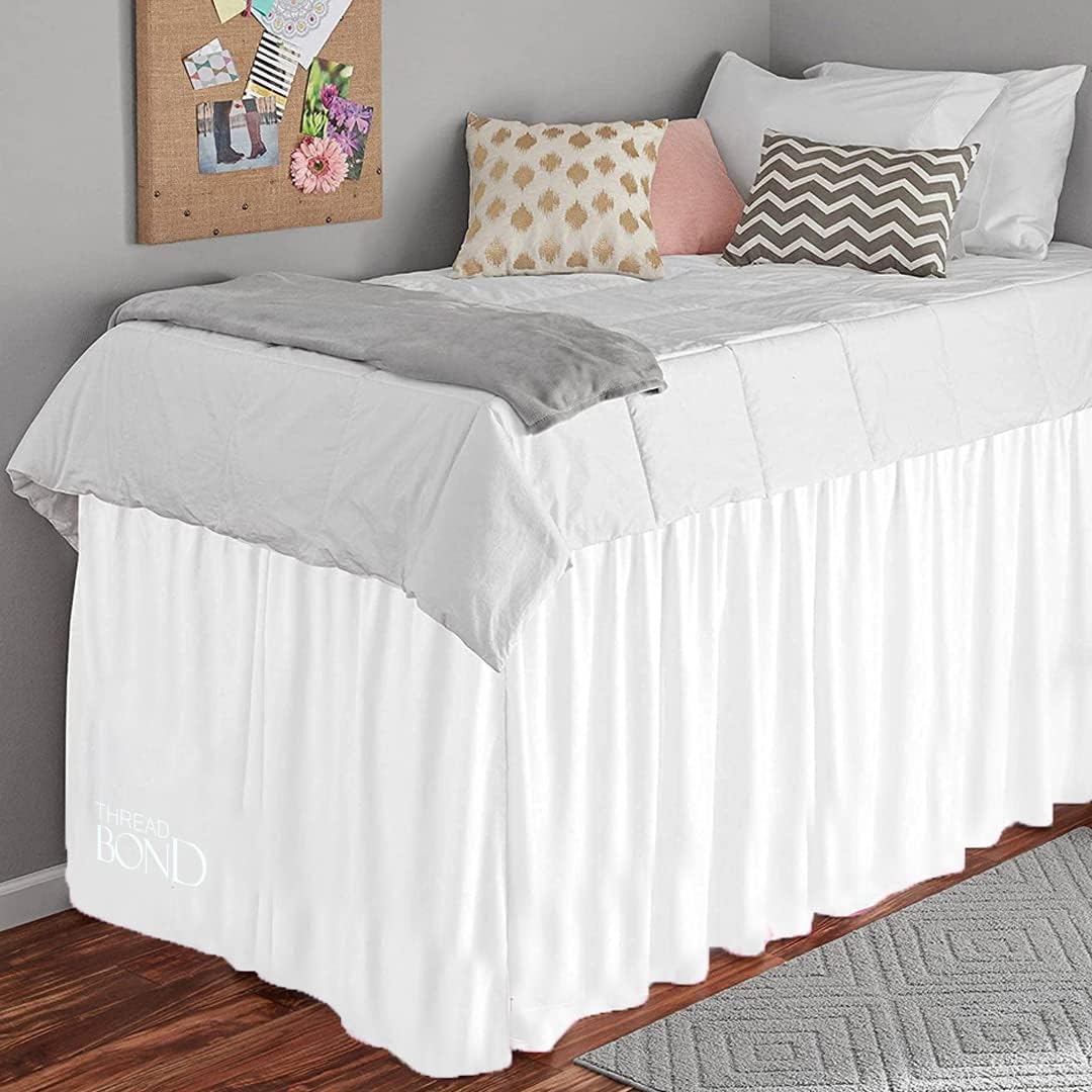 Extended Bed Skirt Twin XL (3 Panel Set) White Home