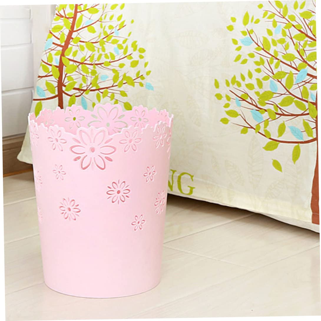 Bidoni della Carta bidone dei rifiuti di plastica per Spazzatura per Camera da Letto lattina a Fiore Vuoto Cesto per Abbigliamento Rotondo Senza Coperchio immondizia bidone Rosa m
