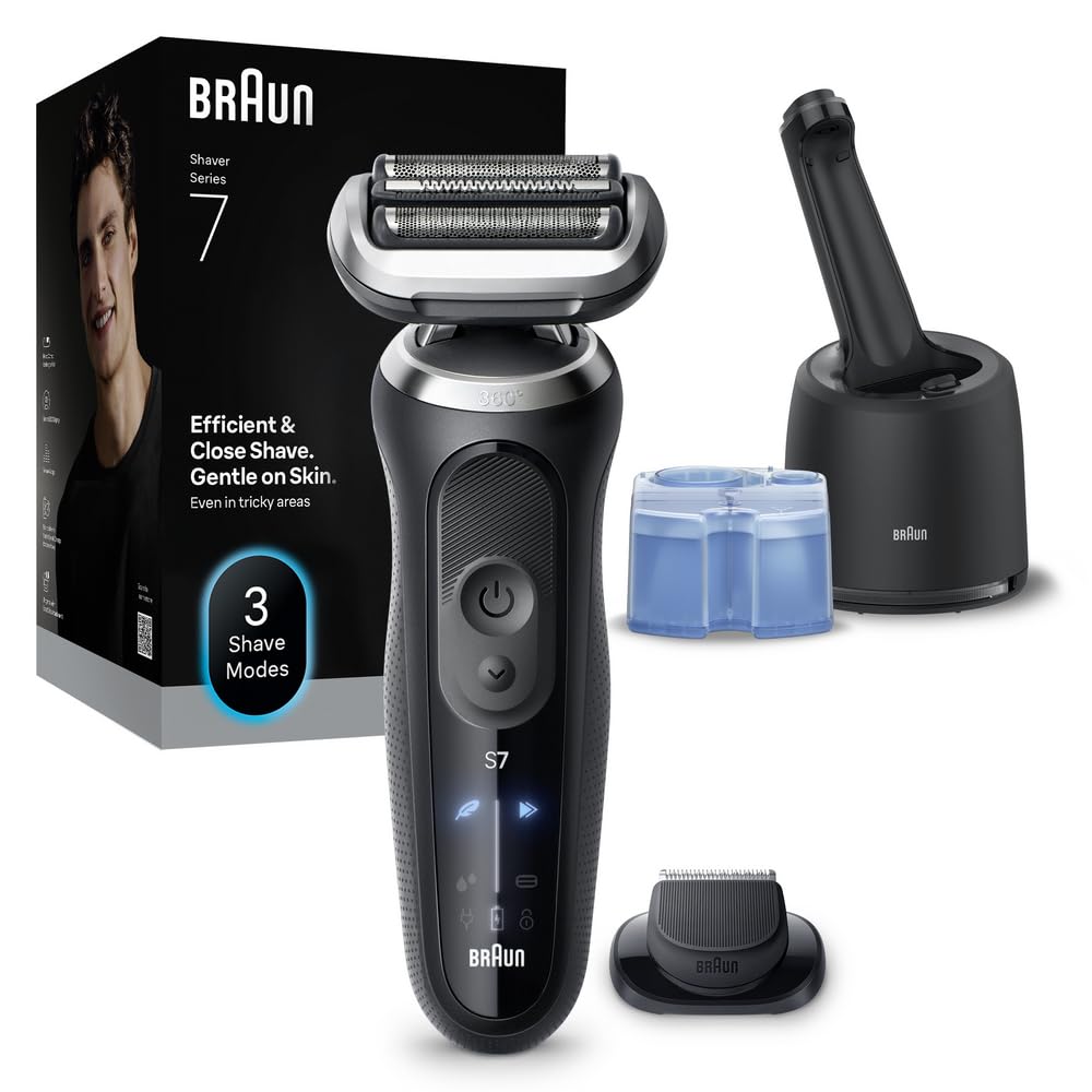 Series 7 Electric Shaver for Men with Precision Trimmer, Cordless Foil Razor, Wet and Dry, 100 Percent Waterproof, UK 2 Pin Plug, 70-N1200s, Silver Razor