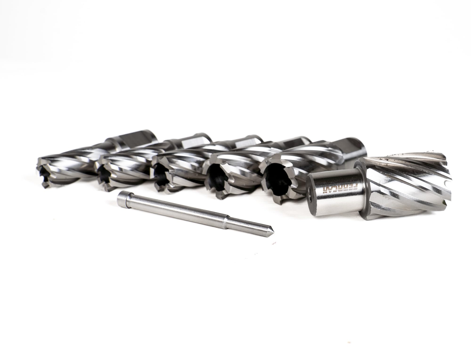Maletín de 6 brocas huecas HHS Ferrcan, para perforación de metales vástago weldon de 16,18,20,22,24 y 28mm con profundidad de 25mm.