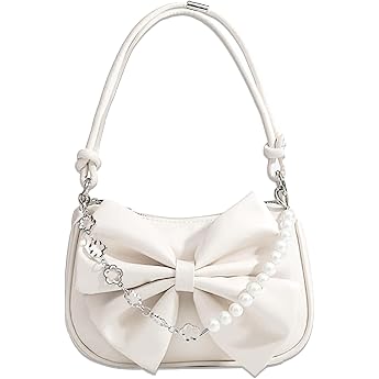 Handbag Womens Small Shoulder Bag Women White Retro Armpit Bag with Zip Y2K Shoulder Bag Clutch Bag Artificial Leather Shoulder Bag for Women Dating Party Shopping