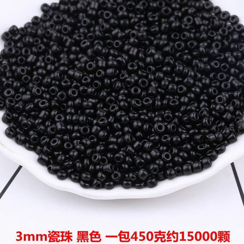 2/3/4MM 10000-60000PCS Perline di Vetro Nero per creazione di Gioielli Piccole Perline di Pony Perline di Riso Mnin Perline per Braccialetto Fai da Te