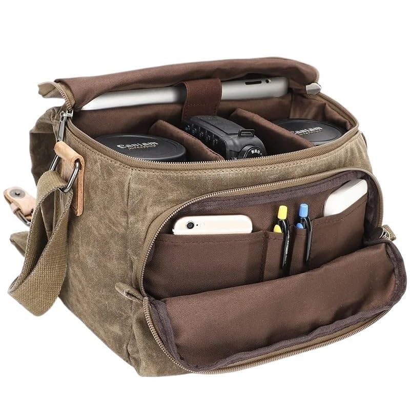 Borsa Reflex Borsa a Tracolla Diagonale SLR Fotografia Borsa for Fotocamera Digitale Borse for Cellulare Zaini da Viaggio Impermeabili in Tela for Il Tempo Libero Zaino Reflex(Khaki)