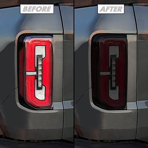 SlickMod Tinte de humo de vinilo precortado para Ford Bronco 2021-2023 (20% humo oscuro, 1. luz trasera)