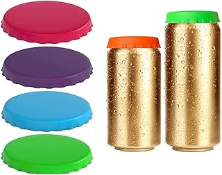 Pireunthera 4 PCS Beverage Can Sealer Cap Silicone Soda Saver Can Lids Soda Drink Cover Tops Sealer Cap Spill Saver for The Beach Camping Fishing Random Color (cover5612a)