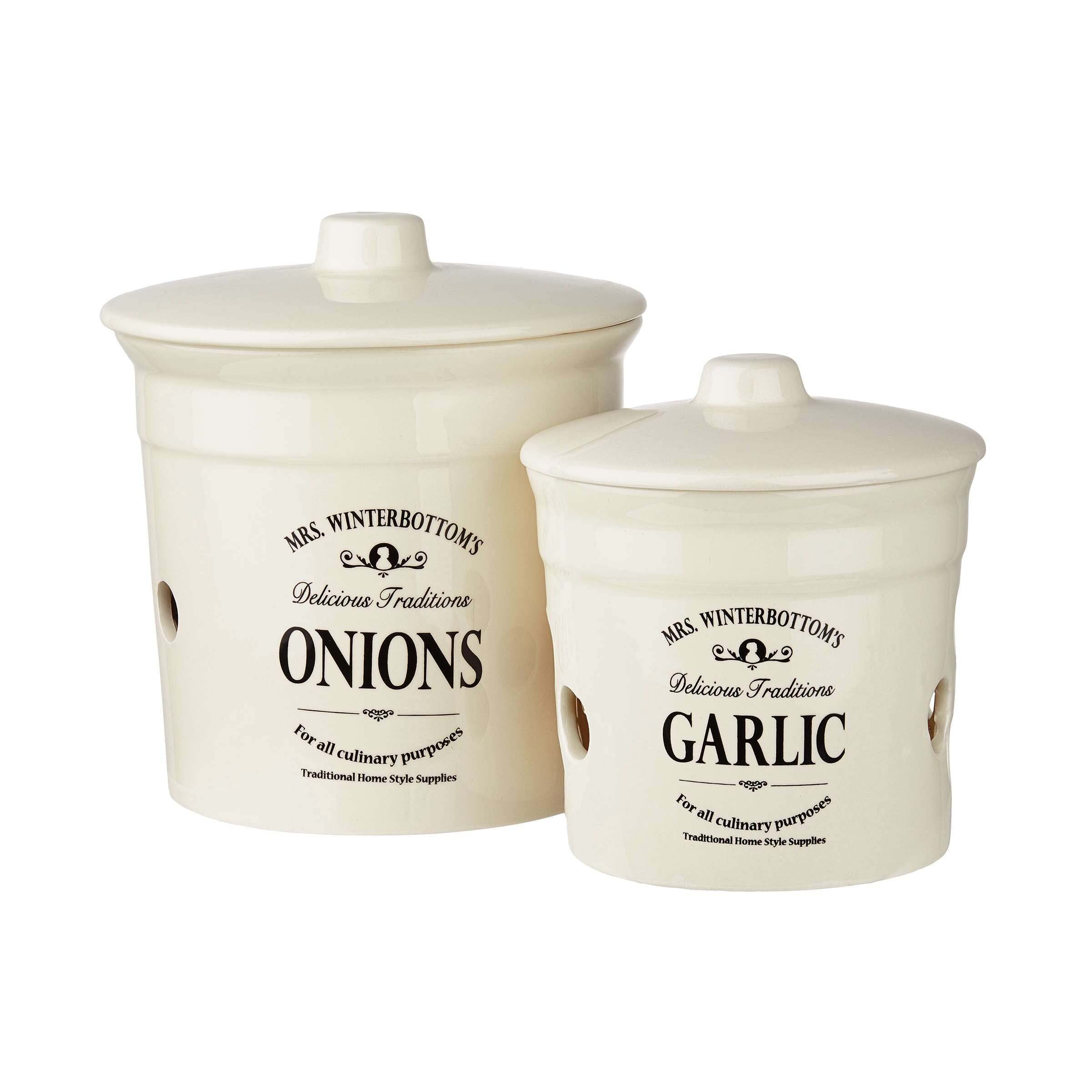 BUTLERS Garlic & Onion Pot Mr Winterbottom's Ceramic Jar with Lid