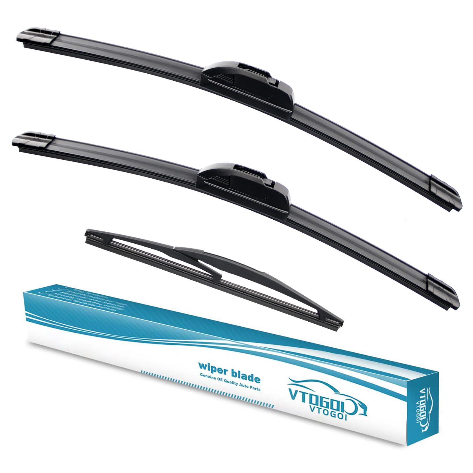VTOGOI® Windshield Wiper Blades Replacement for 2018-2023 Jeep Wrangler,Original Factory Quality Front Rear Wipers Blade Set for My Car -16"+16"+12"(Pack of 3)