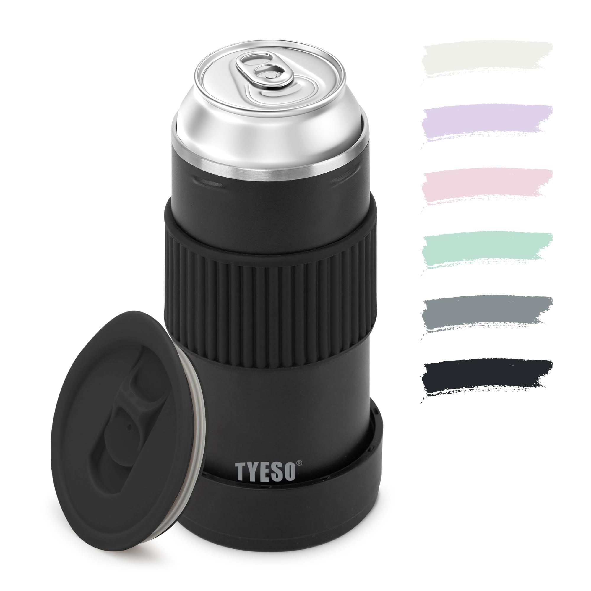 TYESO Insulated Can Holder Tumbler 17oz Stainless Steel Midnight Black Camp