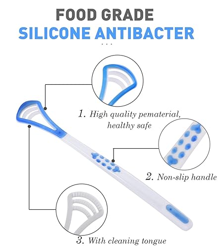 Miniatura 7 de AKOAK Limpiador raspador de lengua, 3 piezas, tabla de limpieza de lengua para ayudar a eliminar el mal aliento, reducir el mal aliento, para