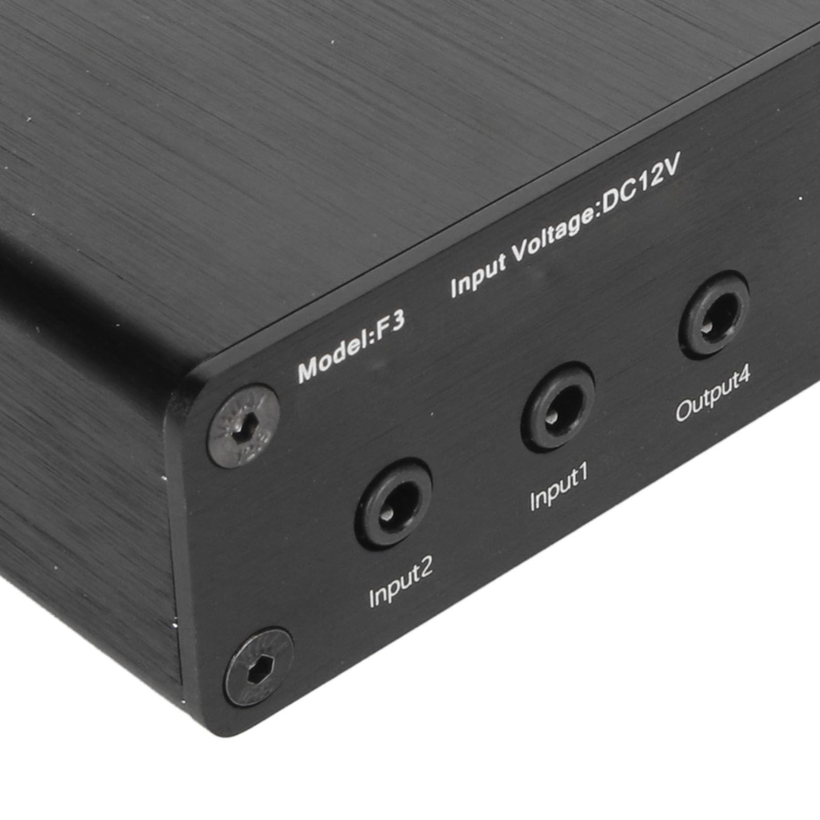 Distribuidor Mixto de Sonido 2 en 4 Salidas, Señal de Audio 2 Entradas 4 Salidas Mezclador Divisor, Volumen sin Pérdidas Ajustable Conector de Auriculares de 3,5 mm. 100‑240 V