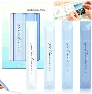 4PCS Double Sided Tape Pens, 2026 New Scrapbooking Double Sided Tape Roller, Craft Adhesive Runner, Multipurpose Journaling Supplies for Scrapbooking, School Office & Crafts (Blue)