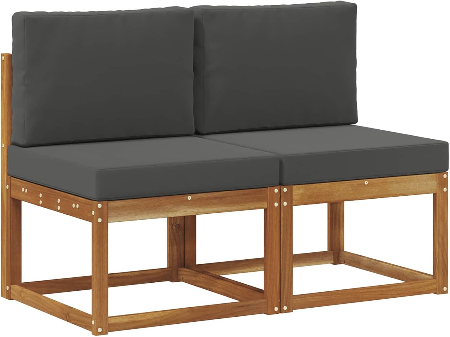 vidaXL 2 Piece Outdoor Middle Sofa Solid Acacia Wood, Chill Modern Patio Furniture, Weatherproof, Cozy Acacia Designs for Your Relaxing Outdoor Vibes