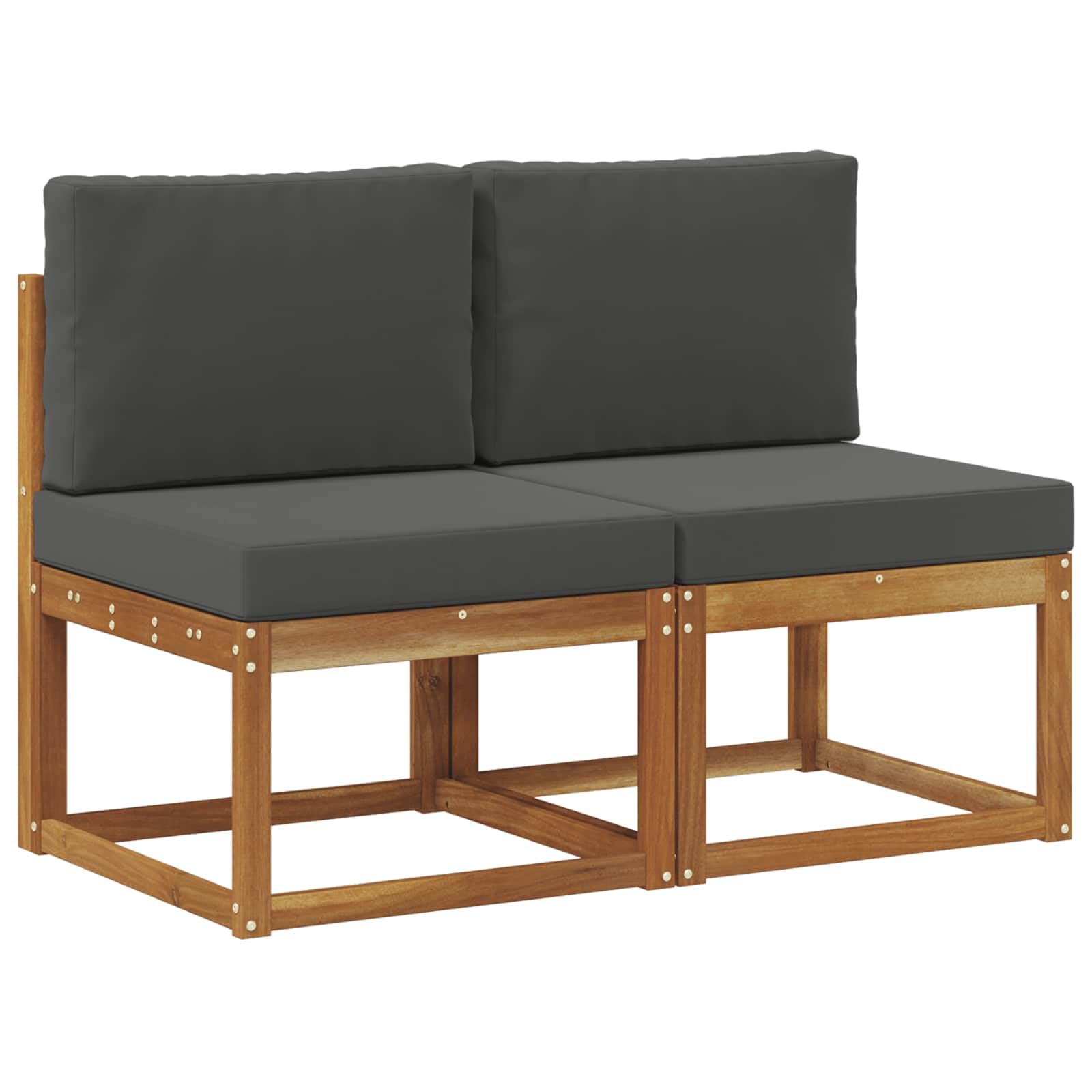 vidaXL 2 Stück Outdoor Mittelsofa Massivholz Akazie, Moderne, wetterfeste Gartenmöbel, vielseitige Entspannung, Akazienholz, gemütliches Draußenleben