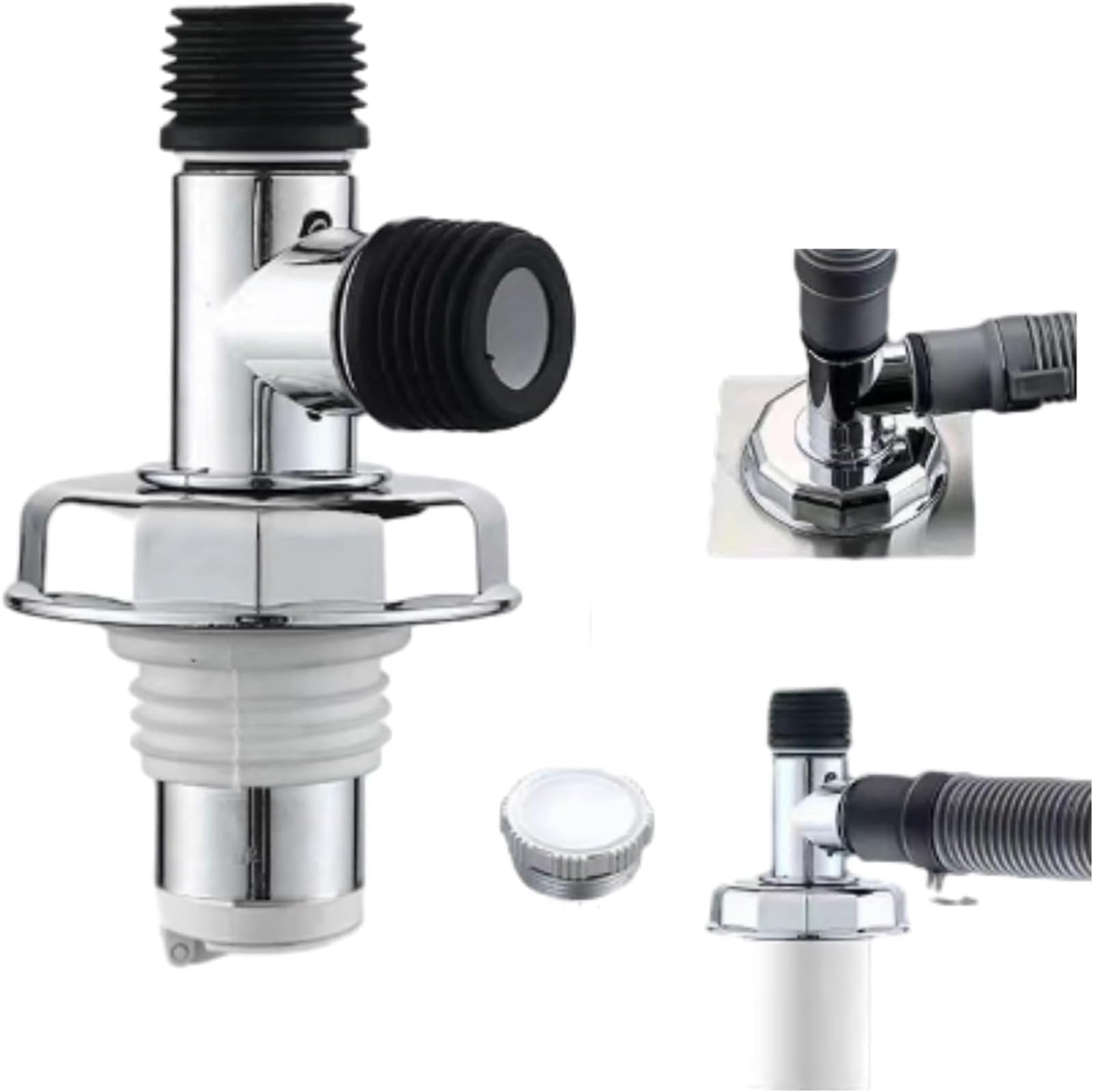 Washing Machine Floor Drain Adapter, Clean Type, Pipe Connector, Drain Deodorant Seal Adapter, Applicable to Multiple 32-46mm Pipes, Sewer Elbow Connector, T-Shaped Drain Connector, Washing Machine