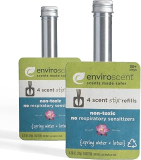 Enviroscent Non-Toxic Scented Stix Diffuser Room & Home Air Freshener 6 Inch Refills (Spring Water + Lotus) Includes 8 Liquidless Scent Stix (2, 4pc refills) | Infused with Essential Oils