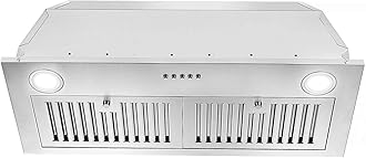 Zomagas Range Hood Insert 30 inch,Stainless Steel Kitchen Vent Hood 600CFM,Built-in Kitchen Stove Hood w/Front Button Controls and Front LED Lights,Baffle Filters,Ducted/ductless Convertible Duct