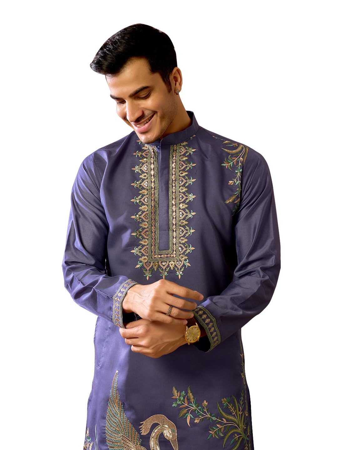 Blue Heritage Embroidered Kurta-picture-14