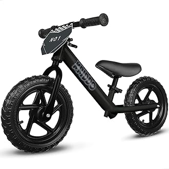 Toddler Balance Bike 2 Year Old, Age 18 Months to 5 Years Old, 12 Inch Push Bicycle with Customize Plate (3 Sets of Stickers Included), Steady Balancing, Gift Bike for 2-3 Boys Girls