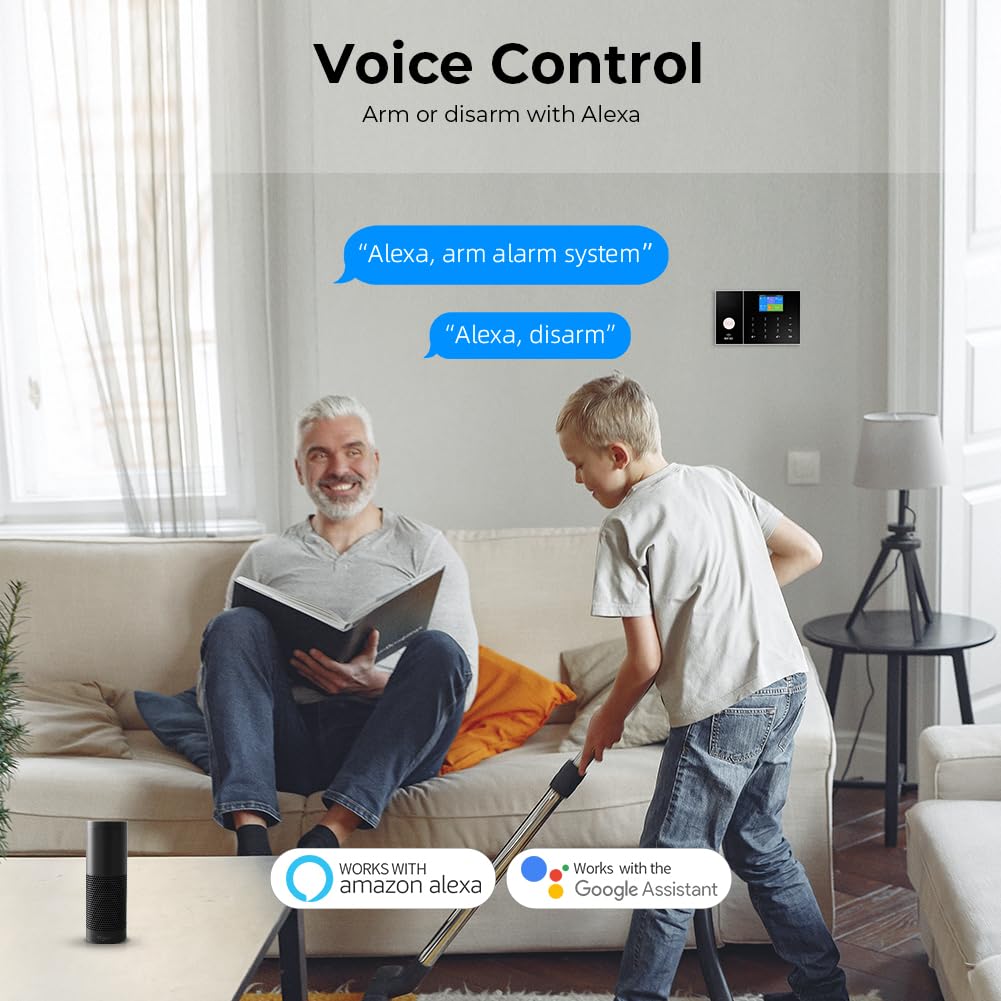 WiFi Alarmas para Casa Inalámbrico, Sistema de Alarma Doméstica Antirrobo con Alerta App, Incluye: Sensores de Puertas/Ventanas,Dtecteores de Movimiento,Sirena, Mandos a Distancia