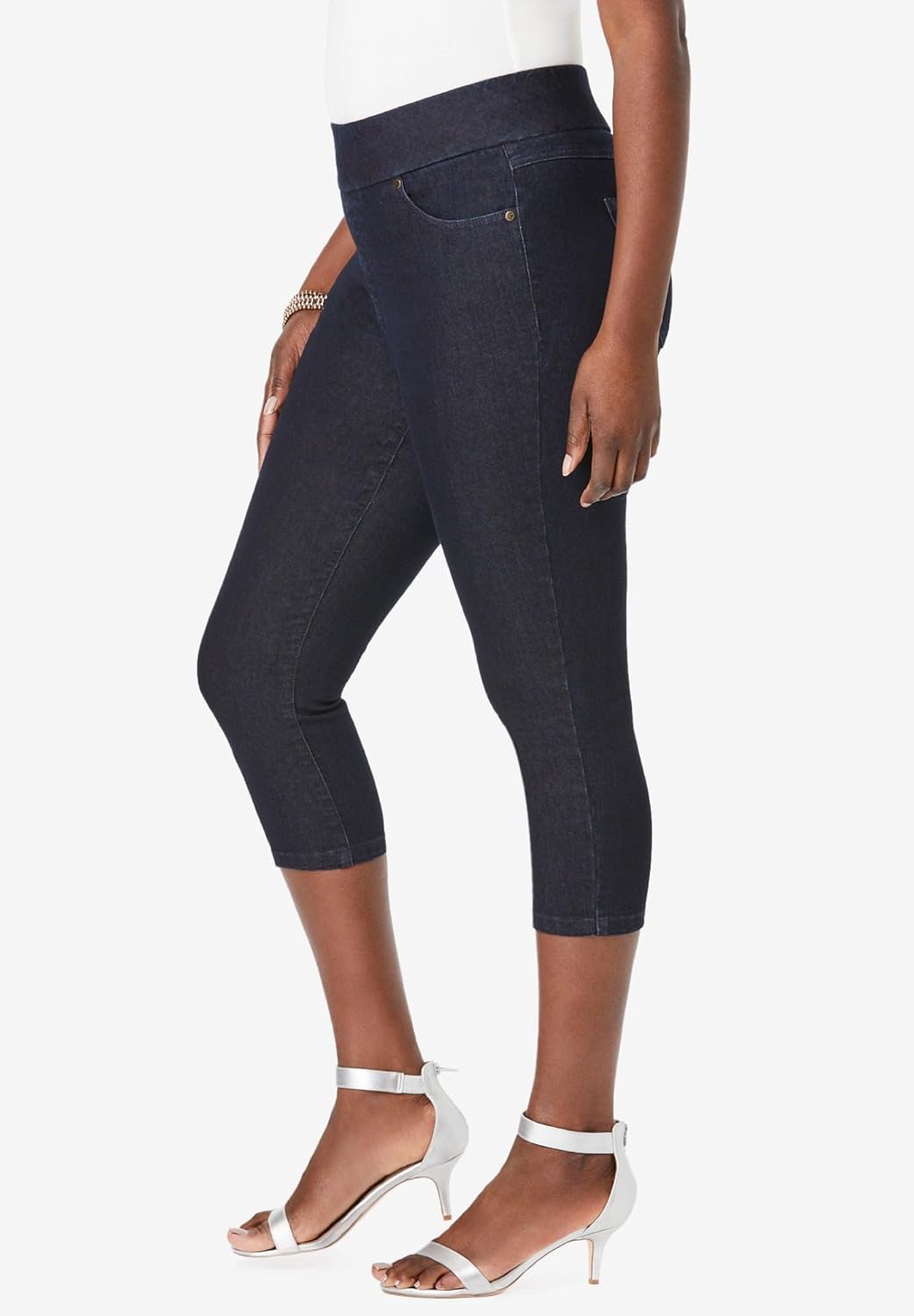 Jessica London Women's Plus Size Comfort Waist Stretch Denim Capris