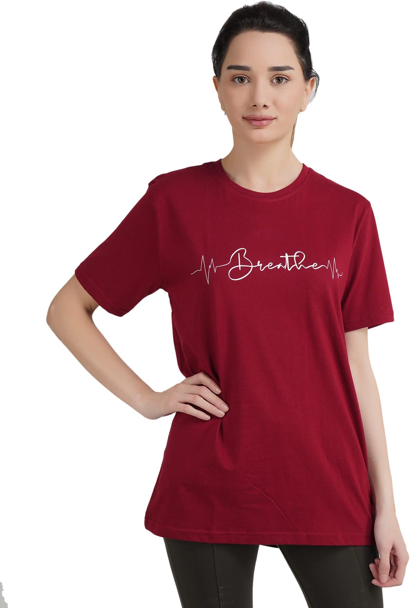 MY LIFE MY YOGAWomen's Cotton Regular Fit Yoga Gym/Sports Activewear T-Shirt -(MLMY3)