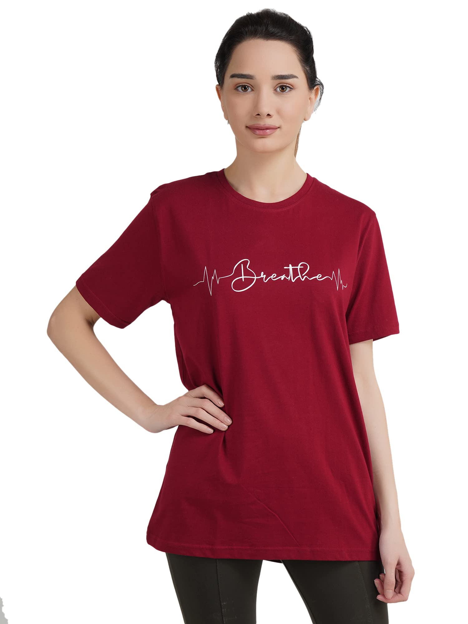 MY LIFE MY YOGAWomen's Cotton Regular Fit Yoga Gym/Sports Activewear T-Shirt -(MLMY3)