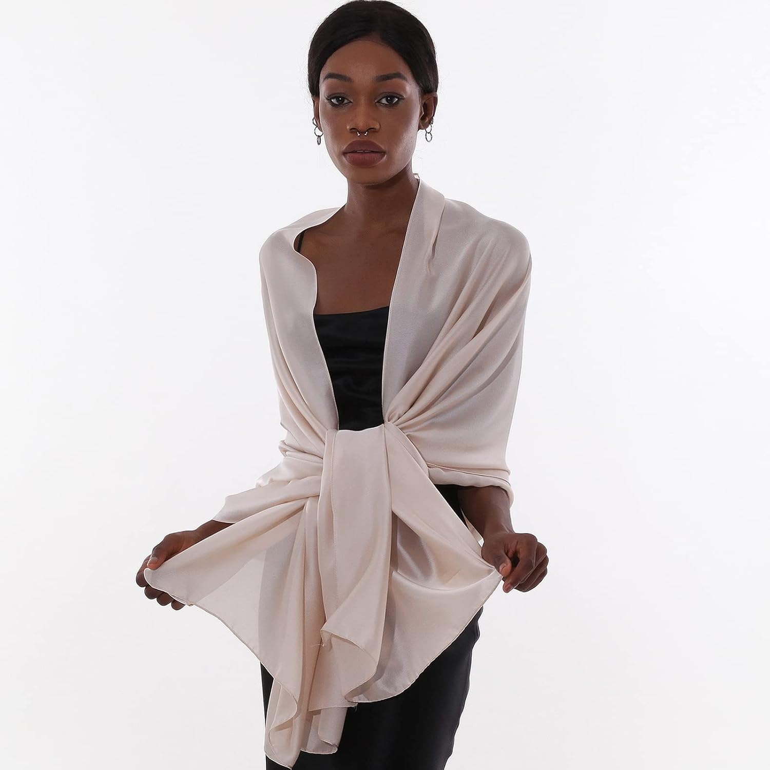 Womens Scarf Pashmina Shawls and Wraps for Evening Dresses Like Chiffon Silk Scarf for Bridal Wedding - Image 5