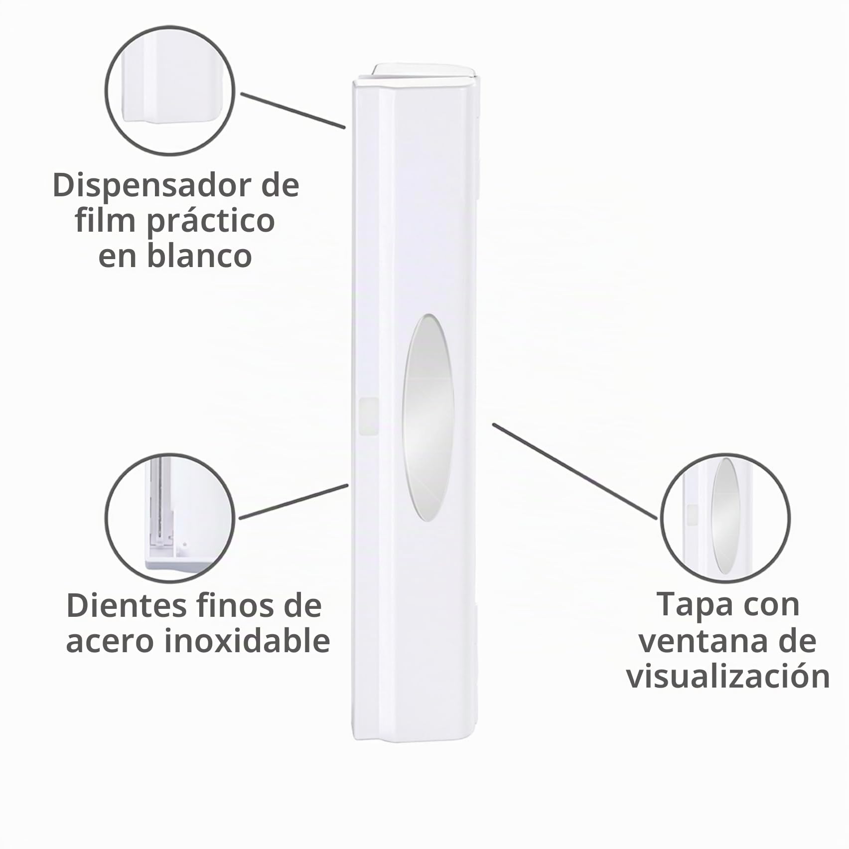 Wenko Dispensador de Folios Cutter Blanco - Folienspender, Plástico (ABS), 38 x 5.2 x 6.7 cm, Blanco