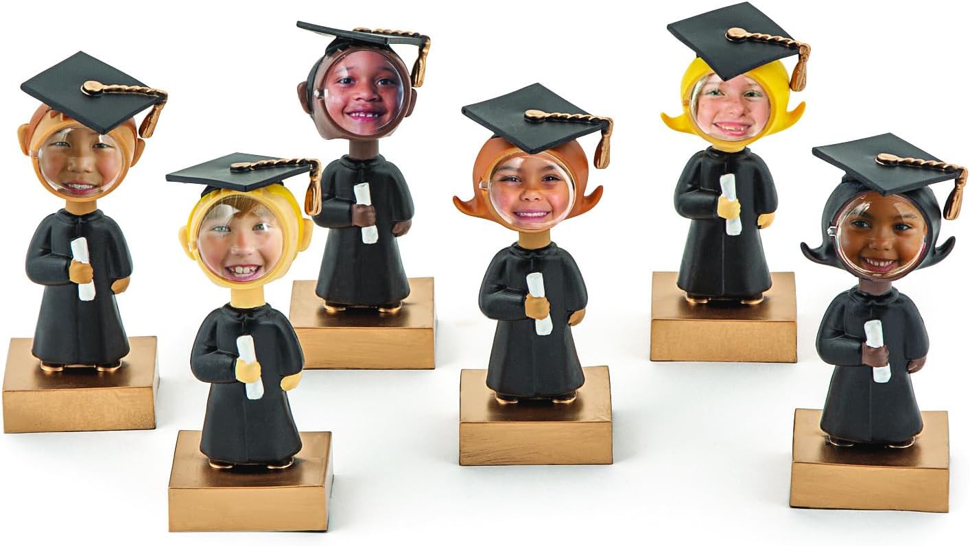Fun Express Bobblehead Graduation Picture Frames 12 Pack - Premium Photo Holders for Class of 2025 Party Favors & Gifts | Mini 4-Inch Frames with Spring Action Design for Preschool & Kindergarten Grads