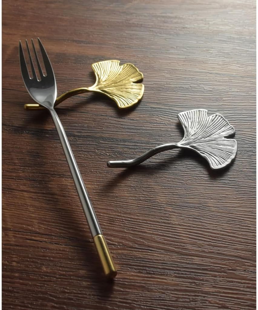 Ginkgos Leaf Chopstick Stand Stainless Steel Spoon Fork Rest Tableware Holder