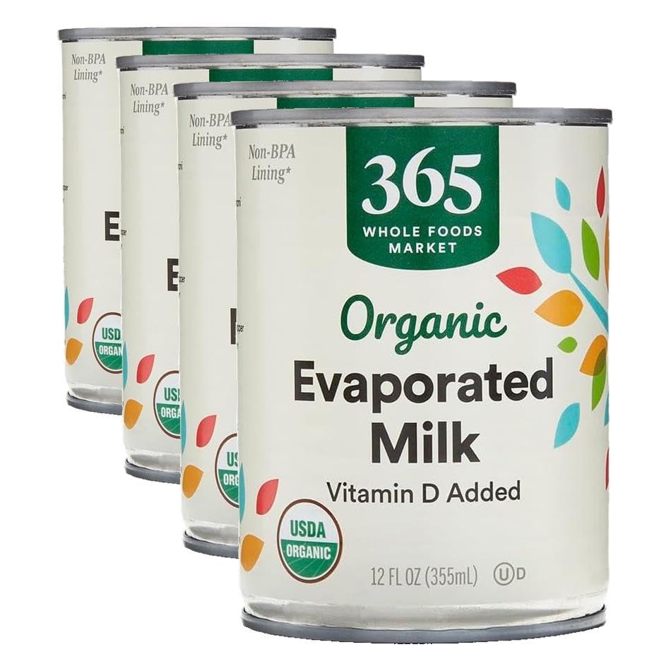 Image of 365 by Whole Foods Market, Milk Evaporated Organic, 12 Fl Oz (Pack of 4)