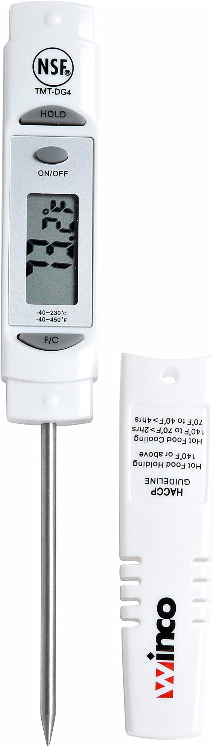 Digital Thermometer, 1-1/4" LCD, 3-1/8" Probe, White