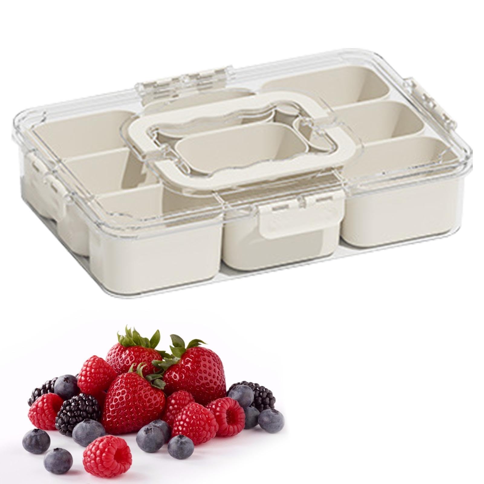 TOSUTO Bol à Collation Rotatif Avec Couvercle Et Poignée – 6 Compartiments, Plateau Snacks Fruits Légumes, Idéal Fêtes Et Quotidien