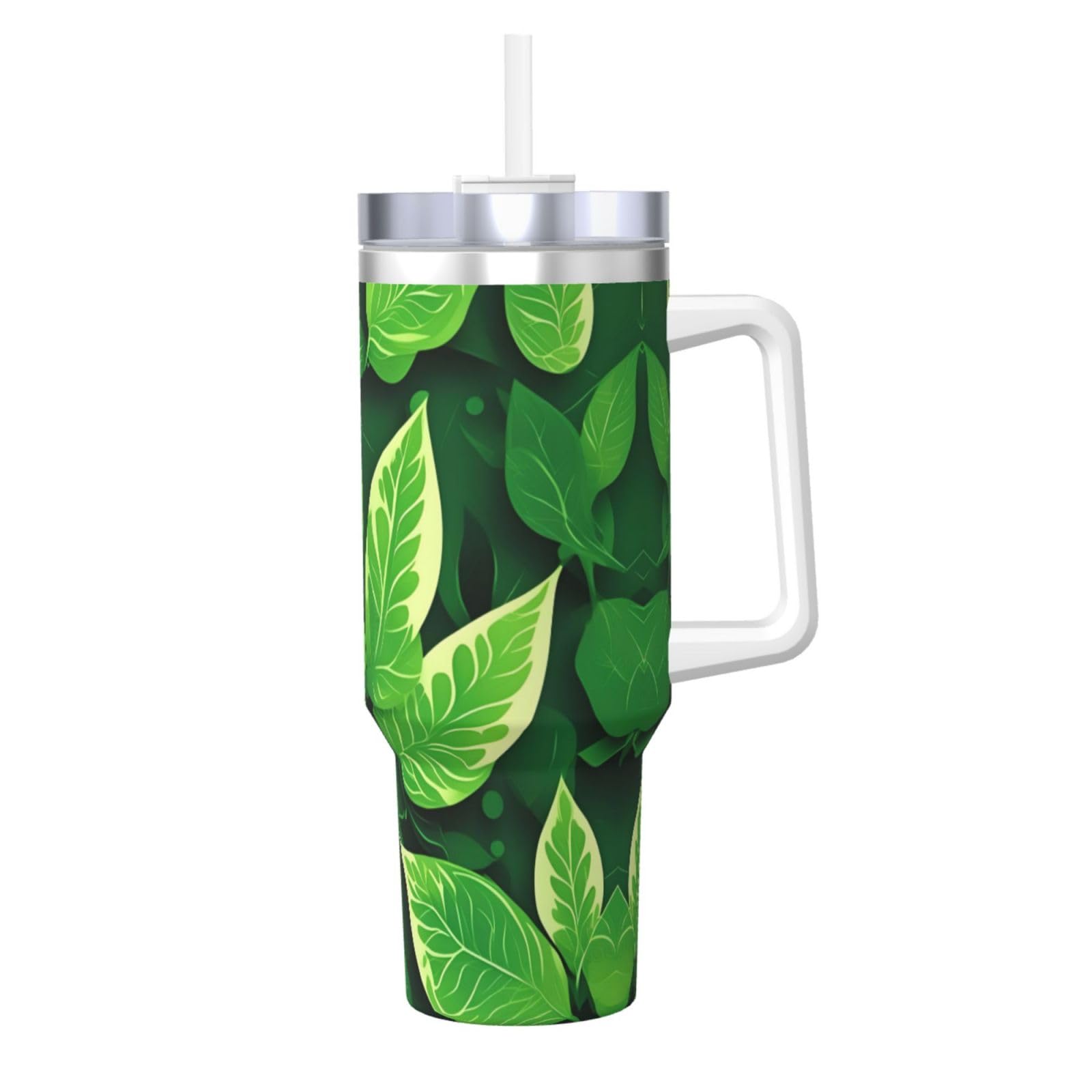 St Patricks Day Leaves Edelstahl-Wasserflasche mit Griff und Strohhalm-Deckel, doppelwandig, 1,2 l
