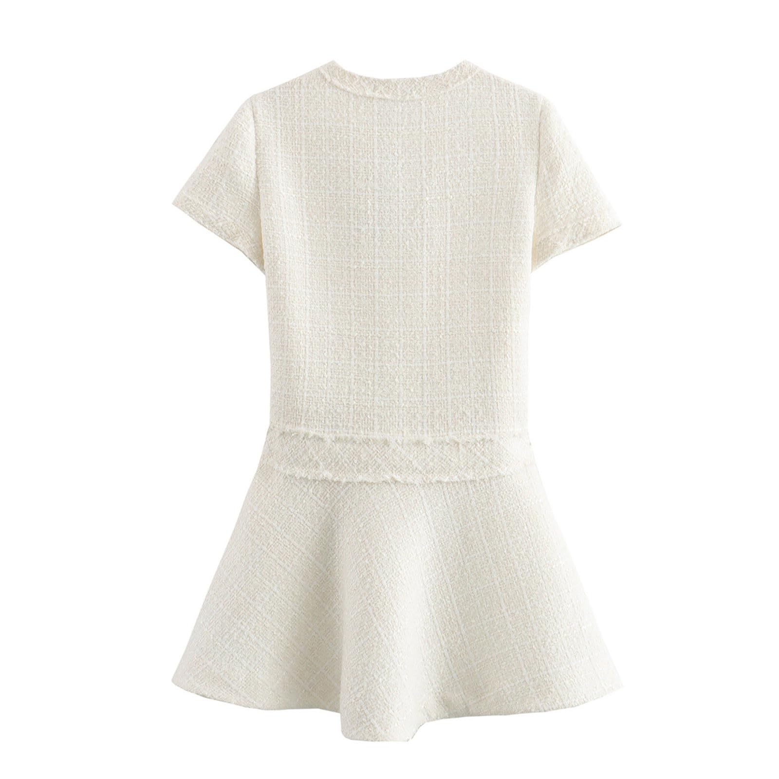 Trajes de verano para mujer, temperamento, ligero, maduro, textura, pequeña fragancia, color sólido, vestido corto inteligente casual