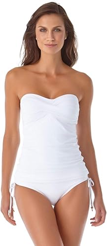 Miniatura 8 de Anne Cole Top de natación para mujer con nudo frontal fruncido