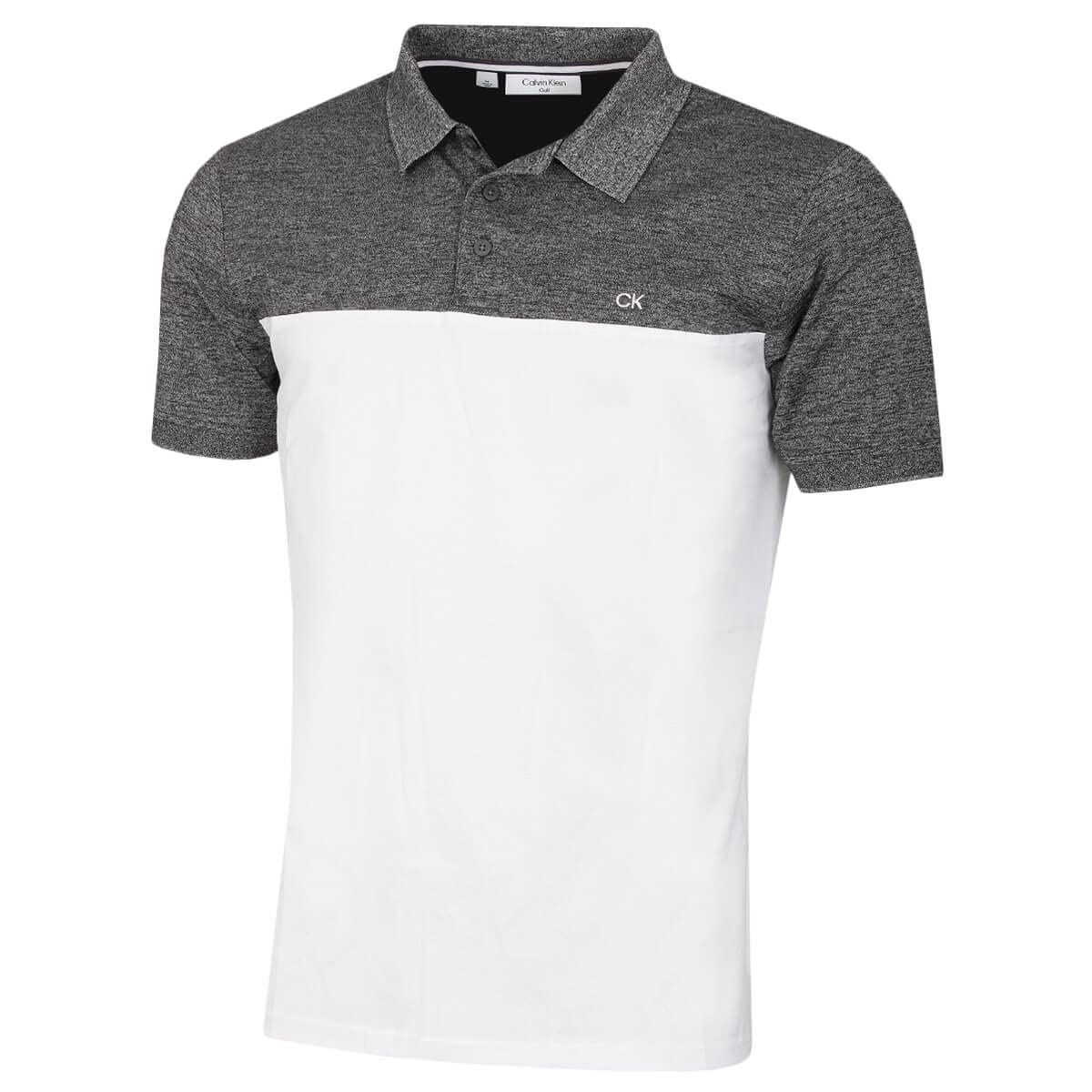 Calvin Klein (L, Charcoal/White) Mens Colour Block Lightweight Breathable Golf Polo Shirt