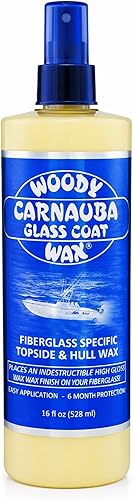 Woody Wax Capa de vidrio de carnauba, espray profesional sin amarillamiento para barco, parte superior y cera de casco de alto brillo para fibra de