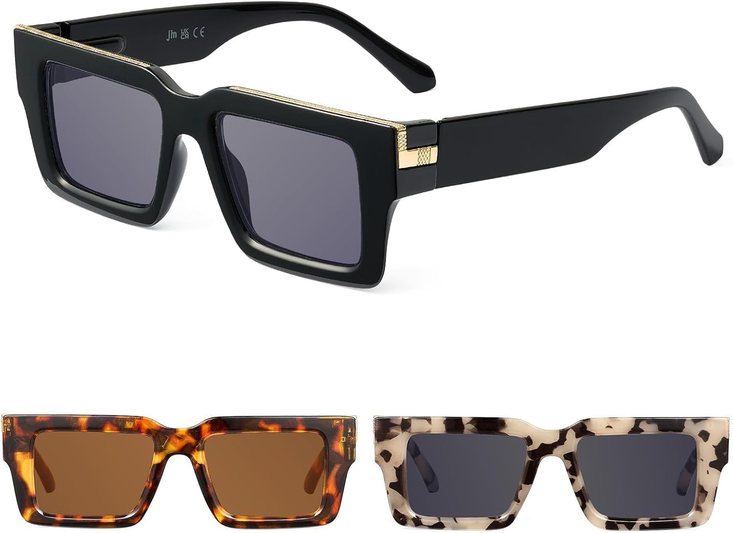 JM 3 Pack Oprah Style Reading Glasses for Women Men, Fashion Square Blue Light Blocking Readers - Image 8