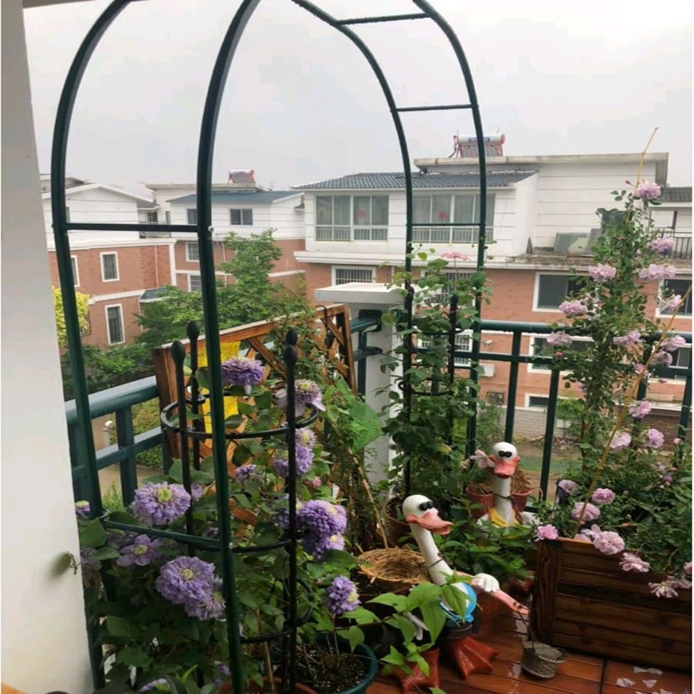 Pergola ogrodowa długa 2,3 m (7,6 stopy) metalowy łuk do pnących roślin na zewnątrz łuk ślubny na ceremonie krata na balon stojak na balony, zielony, 140 cm (55 cm)