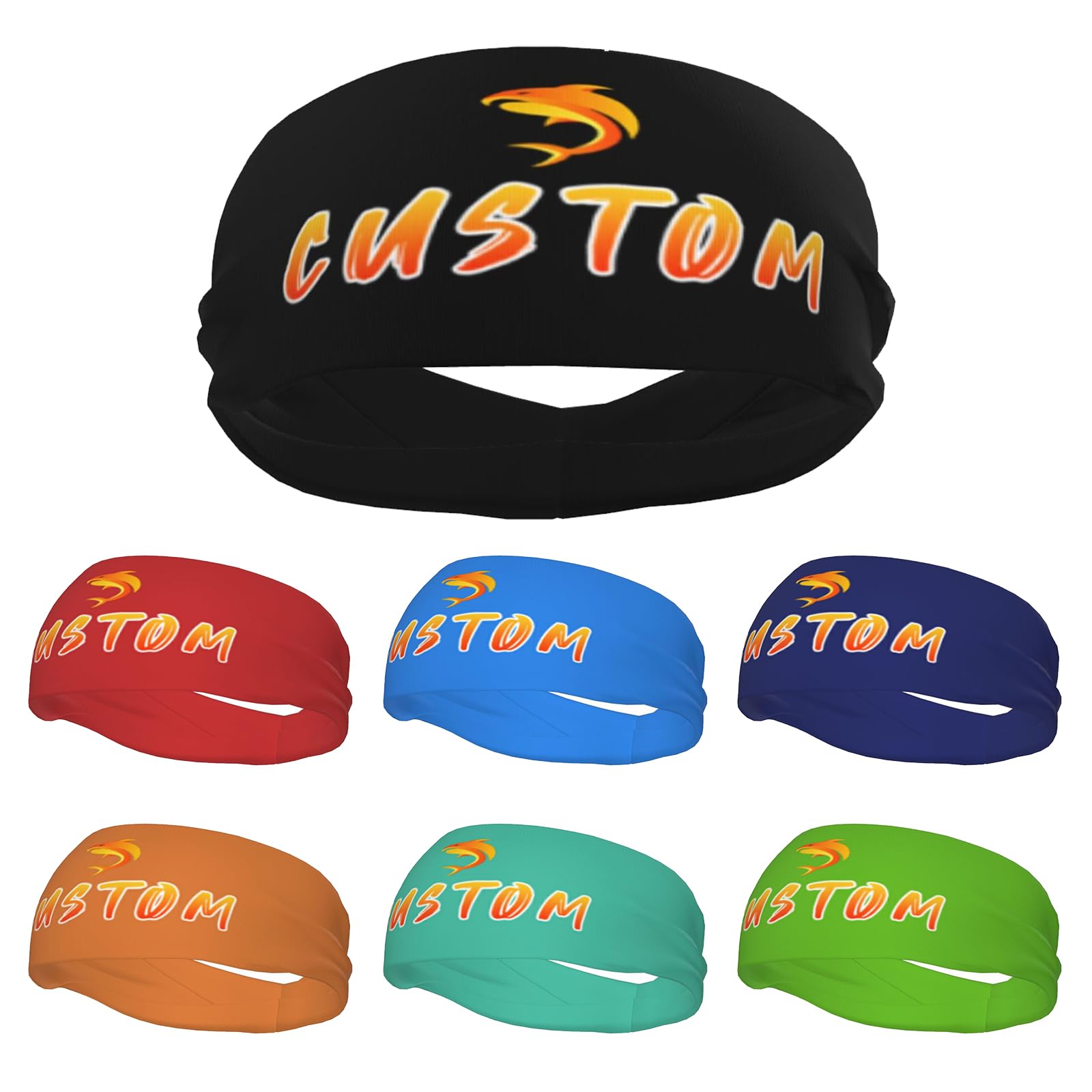 Custom Sport Headbands for Men Women Personalized Sweatbands with Photo Logo Text Number Customize Moisture Wicking Stretchy Headwraps Hair Bands for Running Gym Cycling Basketball Football Yoga - 1