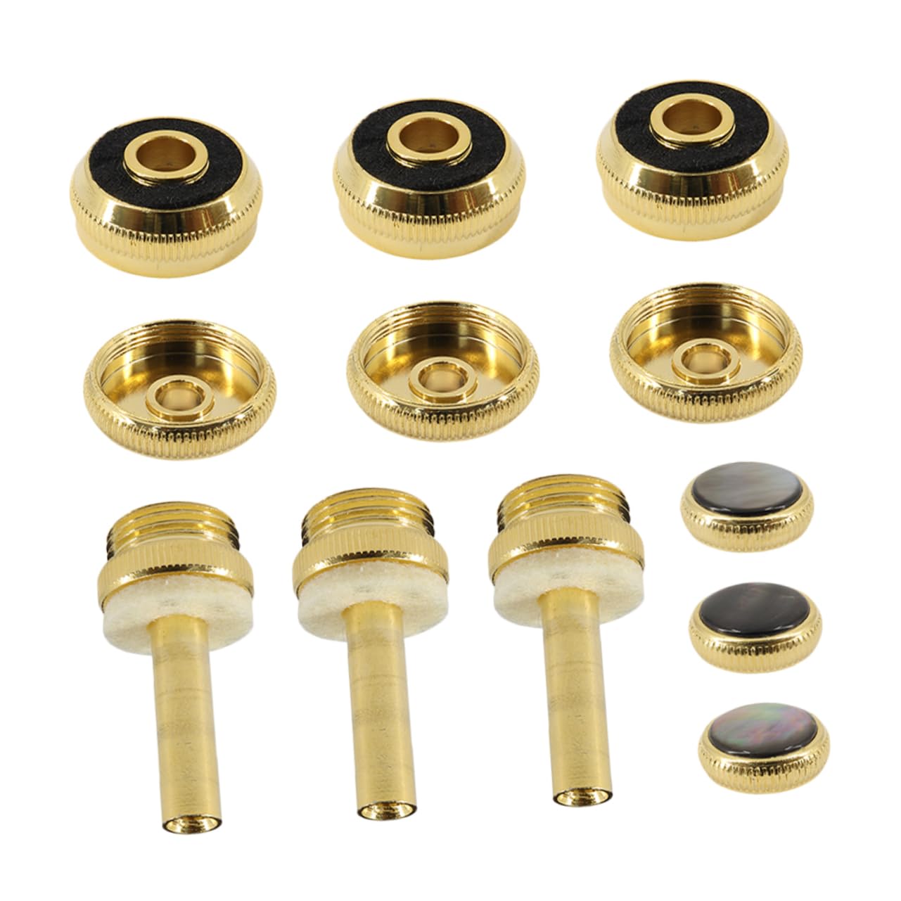 Set de Accesorios para Trompeta Dorados de Metal Diseño Compacto y Fácil de Almacenar para Músicos, Incluye Botones de Presión Resistentes para Reparación