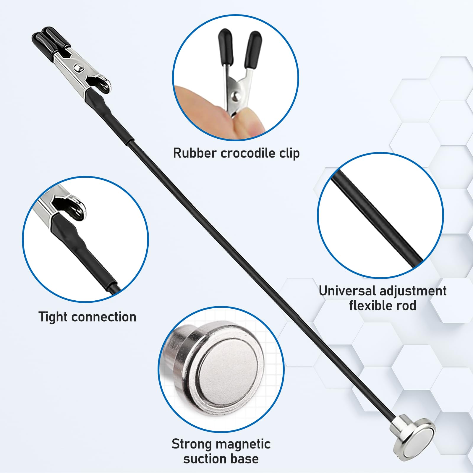 Vegena 16 unidades de soldadura de tercera mano con base magnética, ayuda de soldadura con cuello de cisne flexible, soporte para placa, ayuda de soldadura de tercera mano, pinzas de cocodrilo para