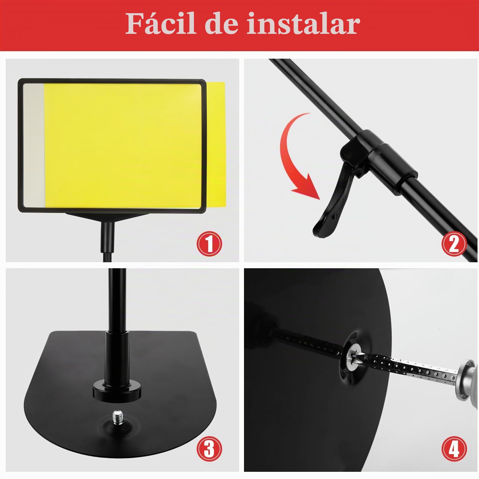 3 Soporte Informativo A3, Altura Ajustable, Soporte para Carteles, Expositores, Menús