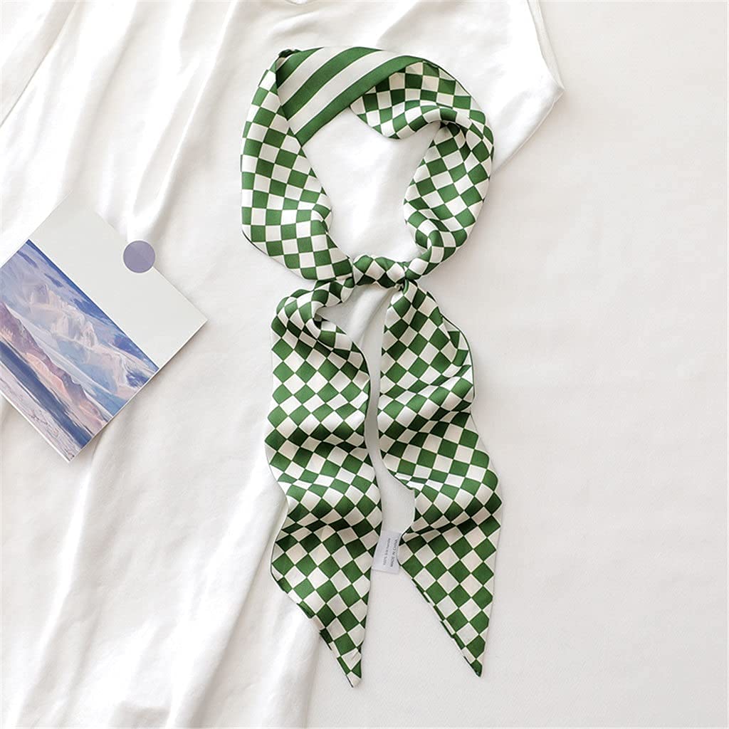 Bufanda de Mujer Bufanda Cuadrada Estampado de Corbata de Pelo Pañuelo de Seda Satinada Pañuelo de Cabeza para Mujer Bufanda de Seda de Tira Larga pequeña (C 6 * 125CM)