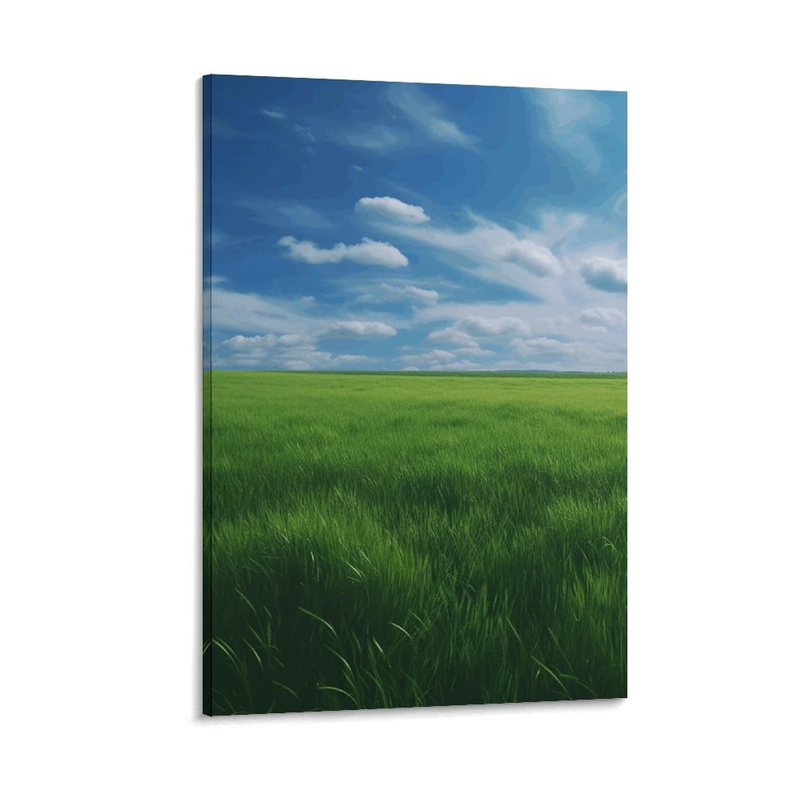 Canvas Wall Art for Living Room 16"x24" Modern Artwork Painting Pictures Hanging Canvas Prints Field Green Grass Aesthetic Wall Art for Bedroom Bathroom Office Wall Art Print Decor Field Green Grass