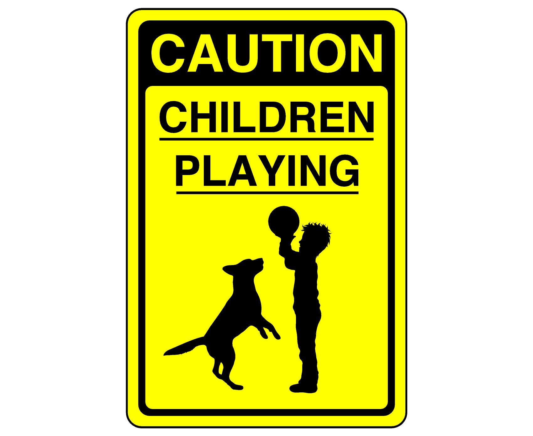 Caution children playing- 1.2mm Rigid plastic high-visibility and durability for indoor/outdoor usage (400mm x 300mm) Ensures Safety Within 14m Viewing Distance.