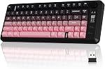ZIYOU LANG M75 Wireless Gaming Keyboard, RGB Backlit Rechargeable 2000mAh Battery, Small Membrane But Mechanical Feel Keyboard with Smart Display & Knob, PBT Gradient keycaps for PC, MAC-Cheese