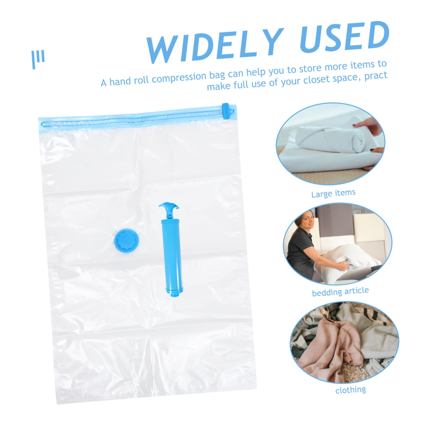 SOLUSTRE Vakuum Kompressionsbeutel Teilig mit Handpumpe Transparente Vakuumbeutel zur Platzsparenden Aufbewahrung von Kleidung Bettdecken und Kissen für Zuhause und Reise