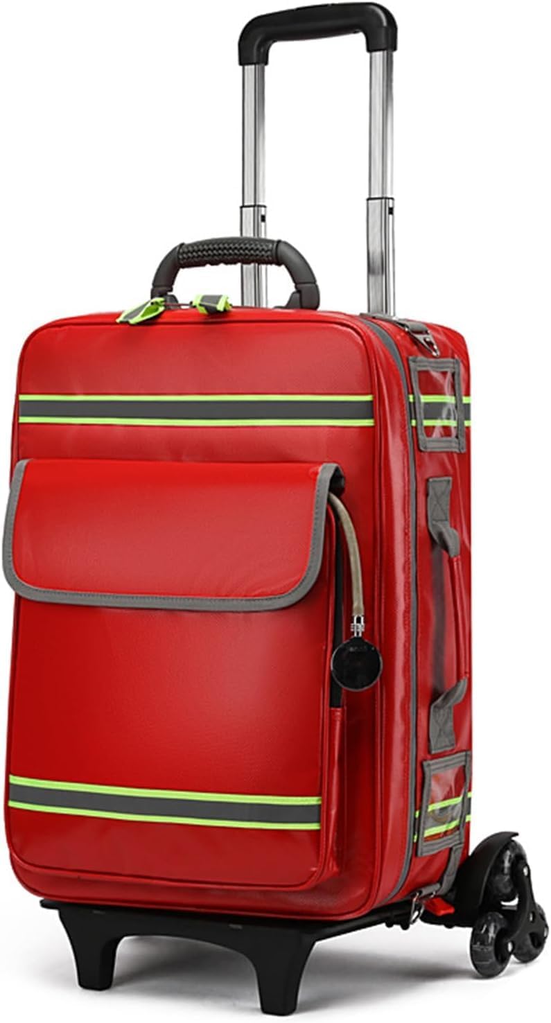 Emergency Bag First Aid Backpack Empty, Community Nurse Bag with Detachable Dividers for Home Care,Emergency Event, for Nursing Student,Therapist,Doctors(Red)
